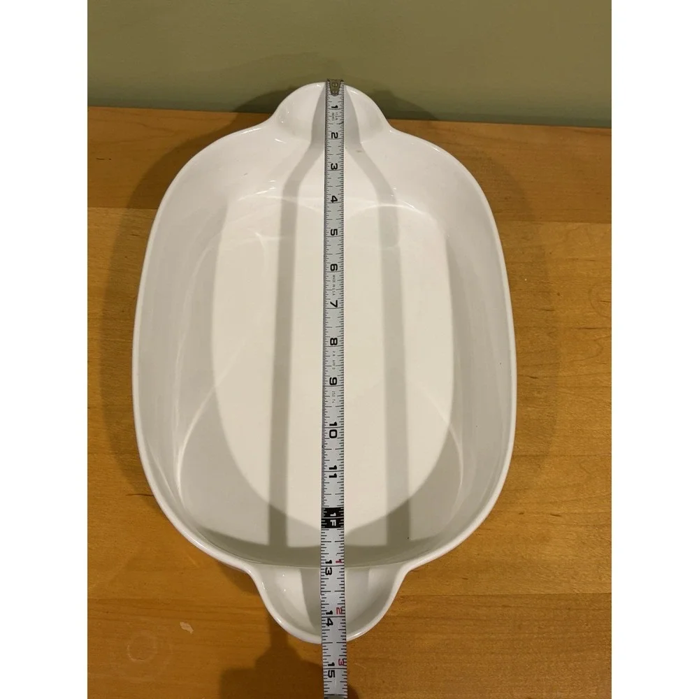 Cordon Bleu White Porcelain 14.5" x 9" Baking Dish Roaster Handles - Picture 4 of 6